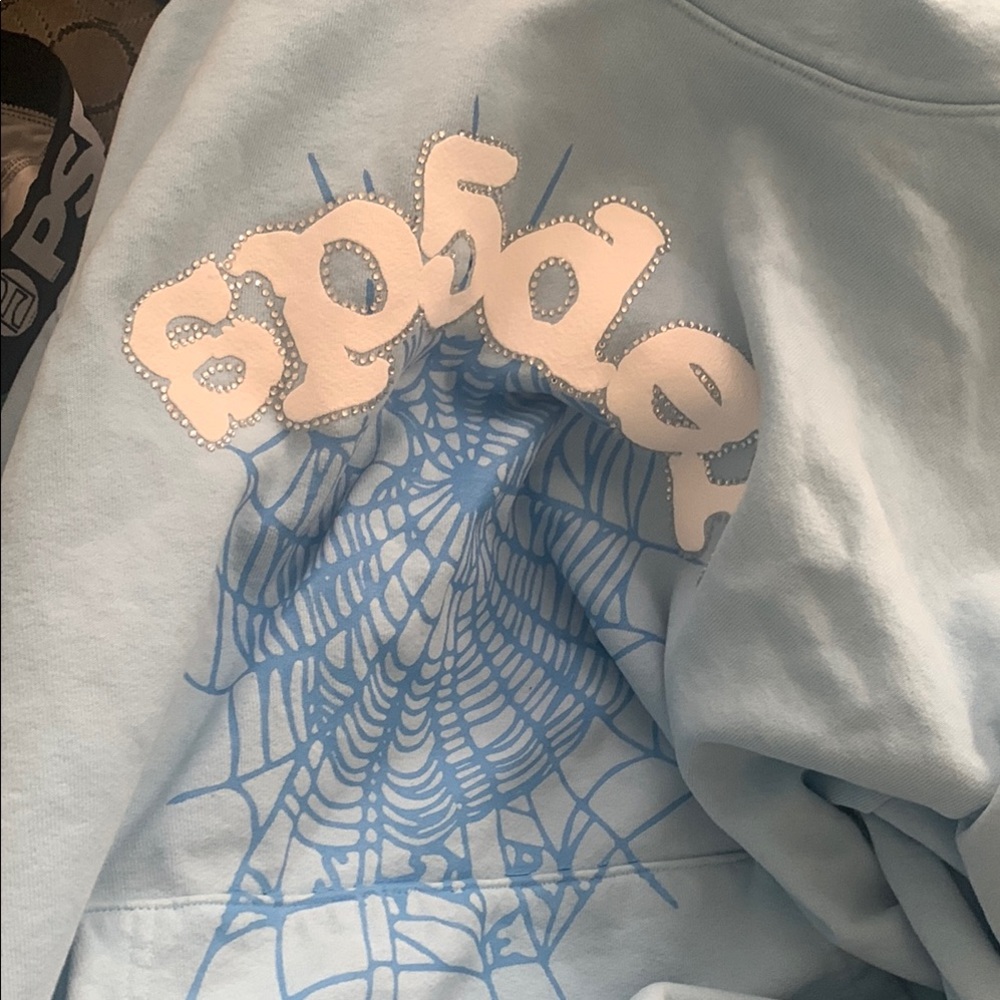 Blue Spyder Windbreaker with Intricate Web Design